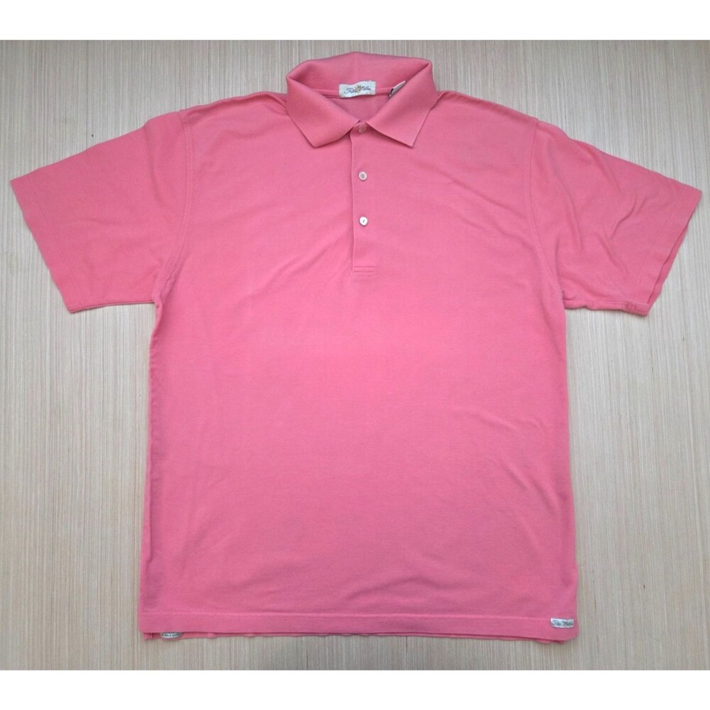 Vintage Peter Millar Mens Medium Golf Shirt Double Mercerized Cotton Salmon Pink